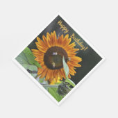 Happy Birthday Golden Sunflower Serviette (Ecke)