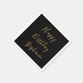 Happy Birthday Golden Yellow Individuelle Name Mon Serviette (Ecke)