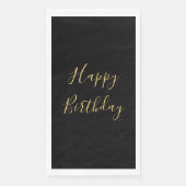 Happy Birthday Golden Yellow Text Black Custom Serviette (Vorderseite)