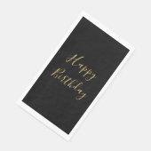 Happy Birthday Golden Yellow Text Black Custom Serviette (Ecke)