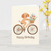 Happy Birthday Goldendoodle Dog Biking Spring Karte (Gelbe Blume)