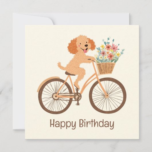 Happy Birthday Goldendoodle Dog Biking Spring Karte (Vorderseite)