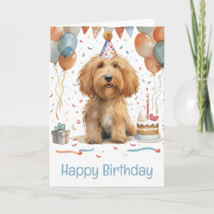 Happy Birthday Goldendoodle Dog Karte