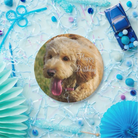 Happy Birthday Goldendoodle Dog Pappteller (Party)