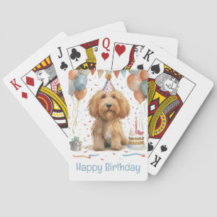 Happy Birthday Goldendoodle Dog Spielkarten