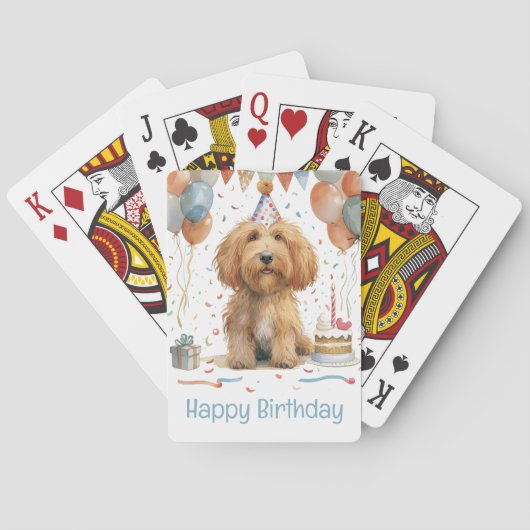 Happy Birthday Goldendoodle Dog Spielkarten (Rückseite)