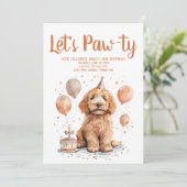 Happy Birthday Goldendoodle Hund Birthday Cake Einladung (Stehend Vorderseite)