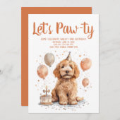 Happy Birthday Goldendoodle Hund Birthday Cake Einladung (Vorne/Hinten)