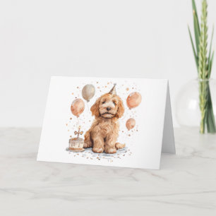 Happy Birthday Goldendoodle Hund Birthday Cake Karte
