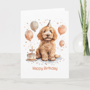 Happy Birthday Goldendoodle Hund Birthday Cake Karte