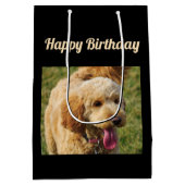 Happy Birthday Goldendoodle Hund Mittlere Geschenktüte (Rückseite)