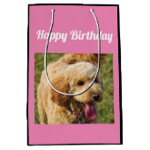 Happy Birthday Goldendoodle Hund Mittlere Geschenktüte (Vorderseite)