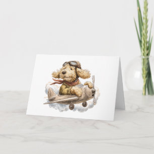 Happy Birthday Goldendoodle Hund Pilot Flugzeug Karte