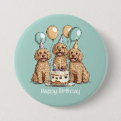 Happy Birthday Goldendoodle Hunde Button (Vorderseite)