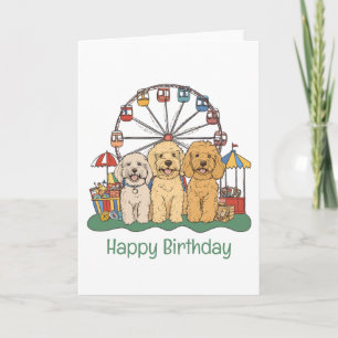 Happy Birthday Goldendoodle Hunde im Karneval Karte