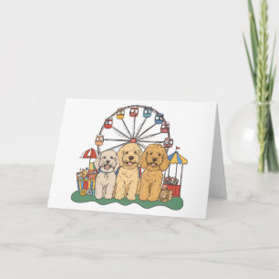 Happy Birthday Goldendoodle Hunde im Karneval Karte