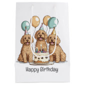 Happy Birthday Goldendoodle Hunde Mittlere Geschenktüte (Rückseite)