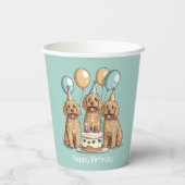 Happy Birthday Goldendoodle Hunde Pappbecher (Rückseite)