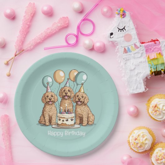 Happy Birthday Goldendoodle Hunde Pappteller (Party)