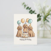Happy Birthday Goldendoodle Hunde Postkarte (Stehend Vorderseite)