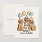 Happy Birthday Goldendoodle Hunde Postkarte (Vorne/Hinten)