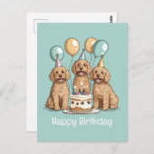 Happy Birthday Goldendoodle Hunde Postkarte (Vorne/Hinten)