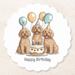 Happy Birthday Goldendoodle Hunde Untersetzer