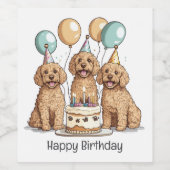 Happy Birthday Goldendoodle Hunde Weinetikett (Einzelnes Label)