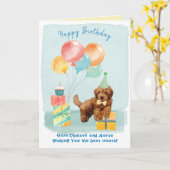 Happy Birthday Goldendoodle Welpe Geburtstag Karte (Gelbe Blume)