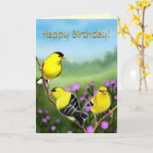 Happy Birthday Goldfinches - Anpassbare Karte (Gelbe Blume)