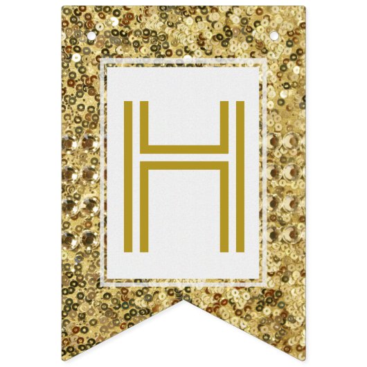 ☆HAPPY BIRTHDAY☆ GoldGlitzer-Blick Wimpelkette (Zweite Fahne)