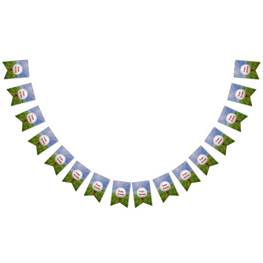 Happy Birthday Golf Ball auf Red T Wimpelkette (Alle)