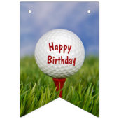 Happy Birthday Golf Ball auf Red T Wimpelkette (Erste Fahne)