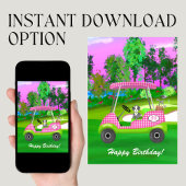 Happy Birthday Golf Cart mit Niedlichem Schnauzer Karte