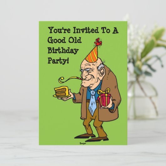 Happy Birthday - Good Old Party (alter Mann) Einladung (Stehend Vorderseite)