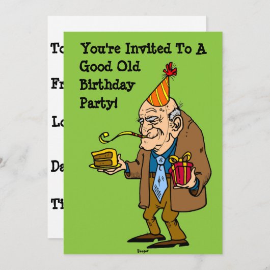 Happy Birthday - Good Old Party (alter Mann) Einladung (Vorne/Hinten)