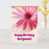 Happy Birthday Gorgeous Pink Blume Card Karte (Gelbe Blume)