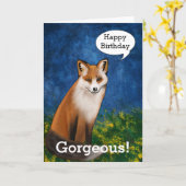 Happy Birthday Gorgeous Says Handsome Fox Karte (Gelbe Blume)