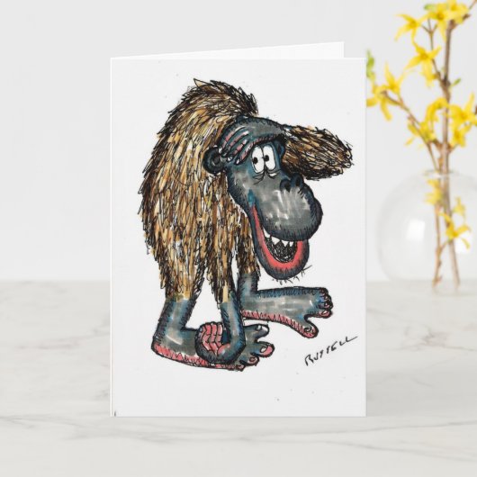 Happy Birthday Gorilla Karte (Gelbe Blume)