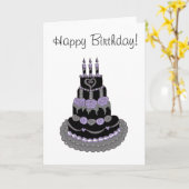Happy Birthday Gothic Purple Birthday Cake Karte (Gelbe Blume)