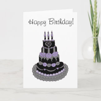 Happy Birthday Gothic Purple Birthday Cake Karte