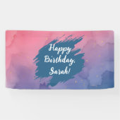 Happy Birthday Gradient Pink Watercolor Banner (Horizontal)