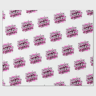 Happy Birthday Graffiti Pink Gift Wrap Geschenkpapier