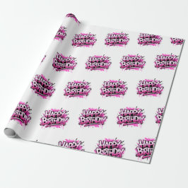 Happy Birthday Graffiti Pink Gift Wrap Geschenkpapier
