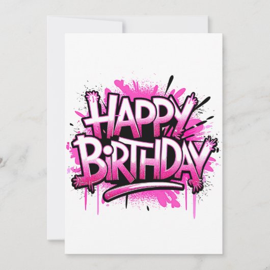 Happy Birthday Graffiti Pink Invitation editable Einladung (Vorderseite)