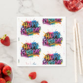Happy Birthday Graffiti Pink Paper Napkin Serviette (Beispiel)