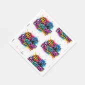 Happy Birthday Graffiti Pink Paper Napkin Serviette (Ecke)