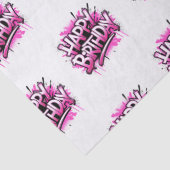 Happy Birthday Graffiti Pink & White Seidenpapier (Detail)