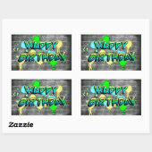 Happy Birthday | Graffiti-Text Rechteckiger Aufkleber (Blatt)