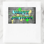 Happy Birthday | Graffiti-Text Rechteckiger Aufkleber (Tasche)